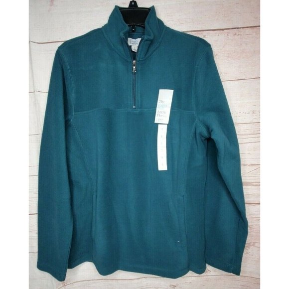 Croft & Barrow Small Green Extra Soft Artic Fleece 1/4 Zip Sweater With 2 Pocket - Picture 3 of 11